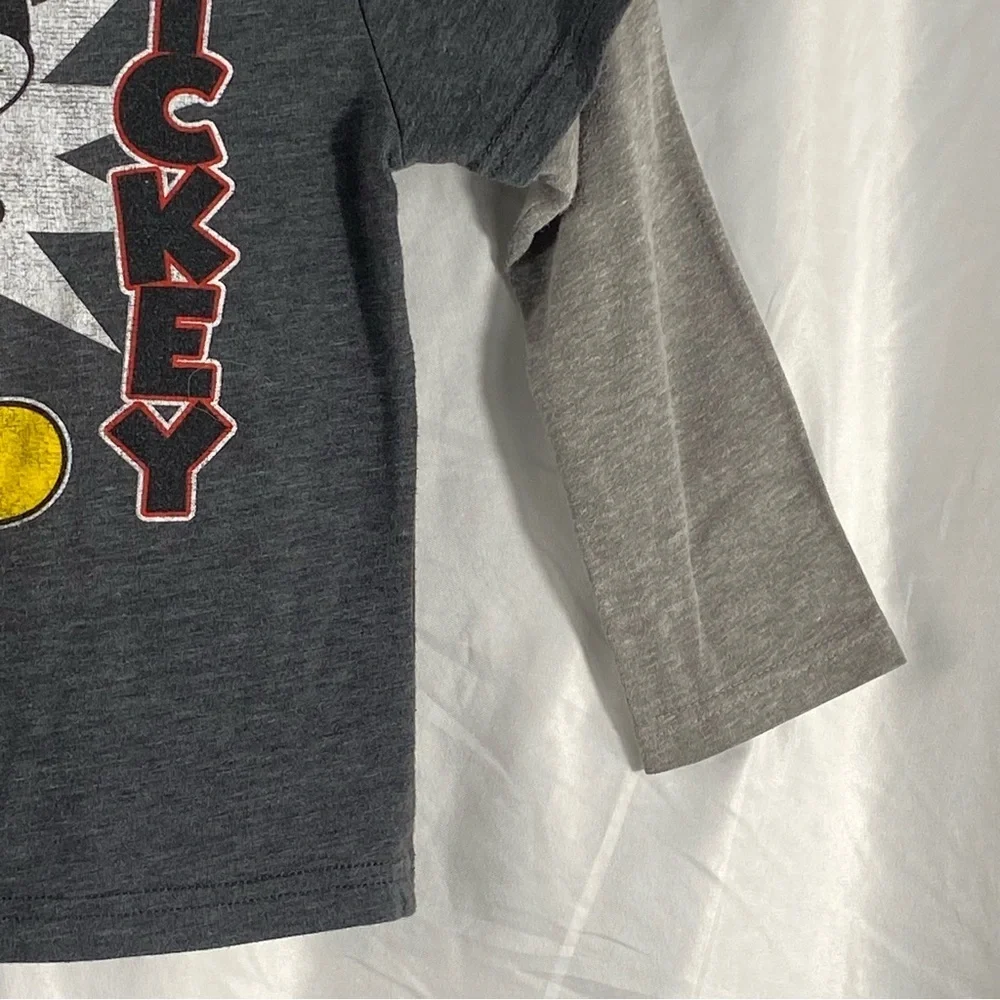 Disney Mickey Mouse Dark Gray and Light Gray Long Sleeve Tee Size 5T